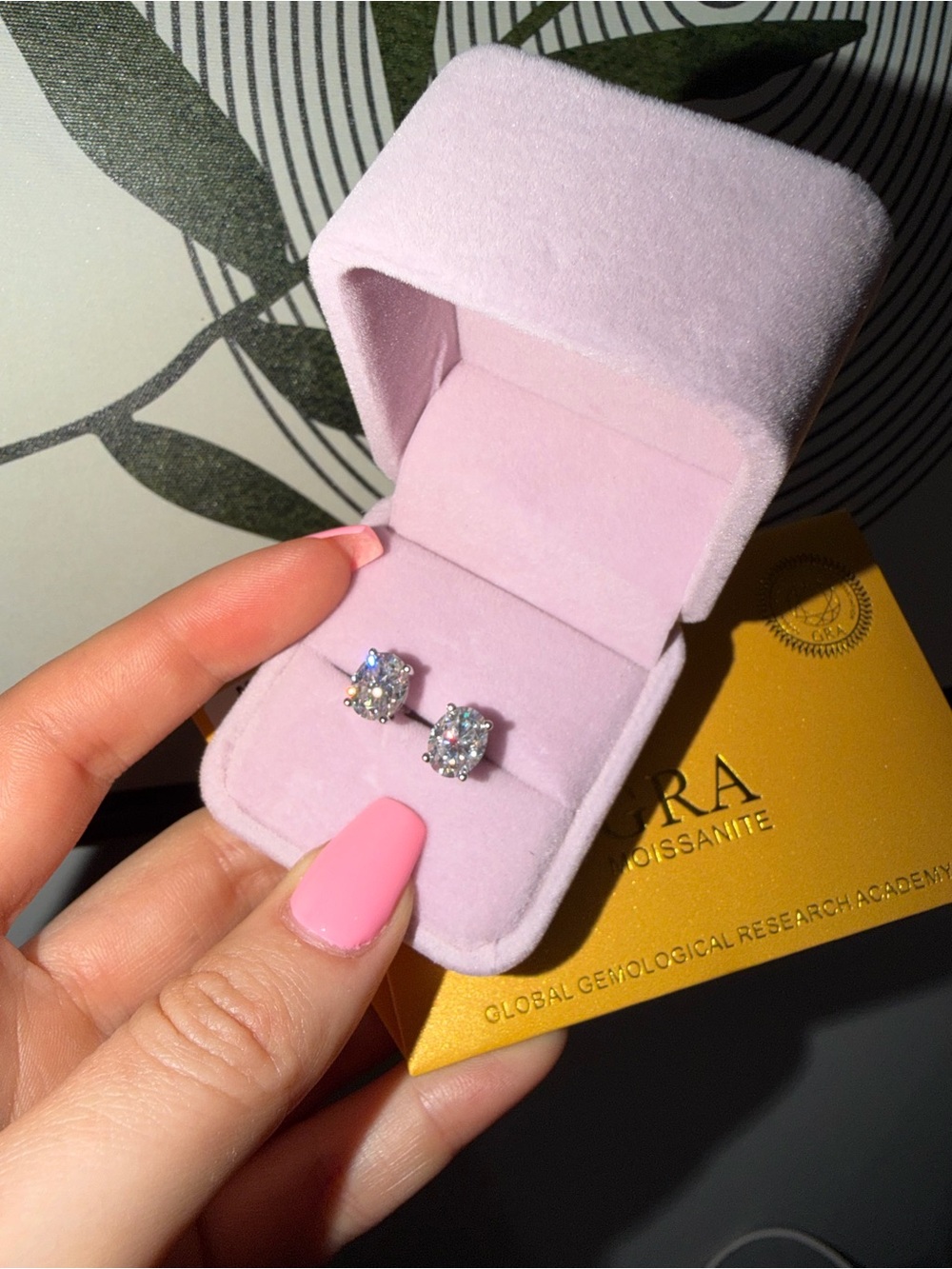 4Ct oval Moissanite earrings NIB